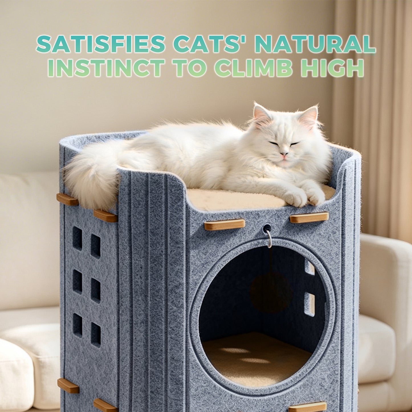 Grey Two-Story Pet House - Hole-Shaped Design for Small Pets