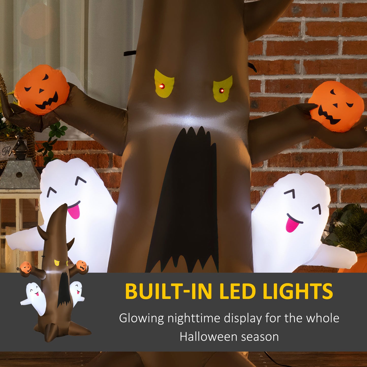 Halloween Ghost Tree Inflatable with LED Lights - 39.25"