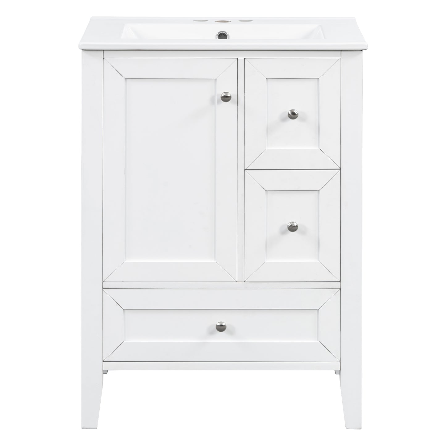 24-Inch Bathroom Vanity with Sink & Drawers - White
