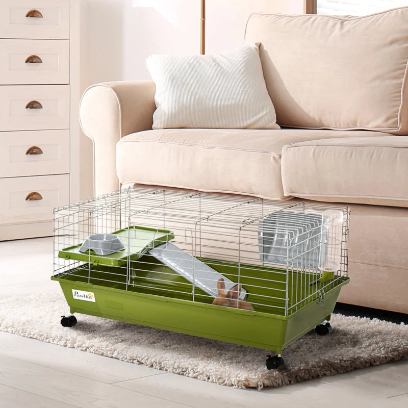 Small Animal Cage for Rabbits & Guinea Pigs - Green, 915x475x180mm