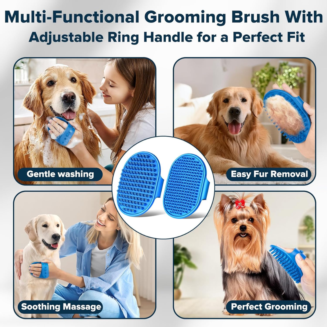 Pet Grooming Kit 6PCS Dog & Cat Bath Supplies Gloves Brushes Toothbrush