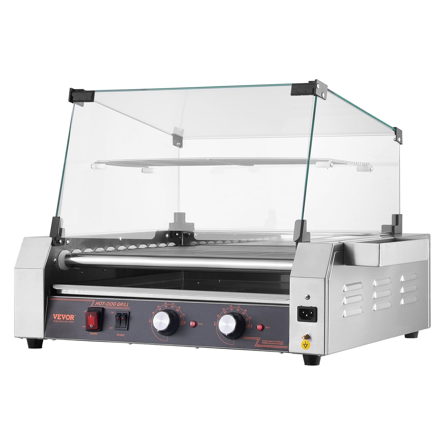 Electric Hot Dog Roller Grill 30 Hot Dog Capacity Commercial Stainless Steel Cooker