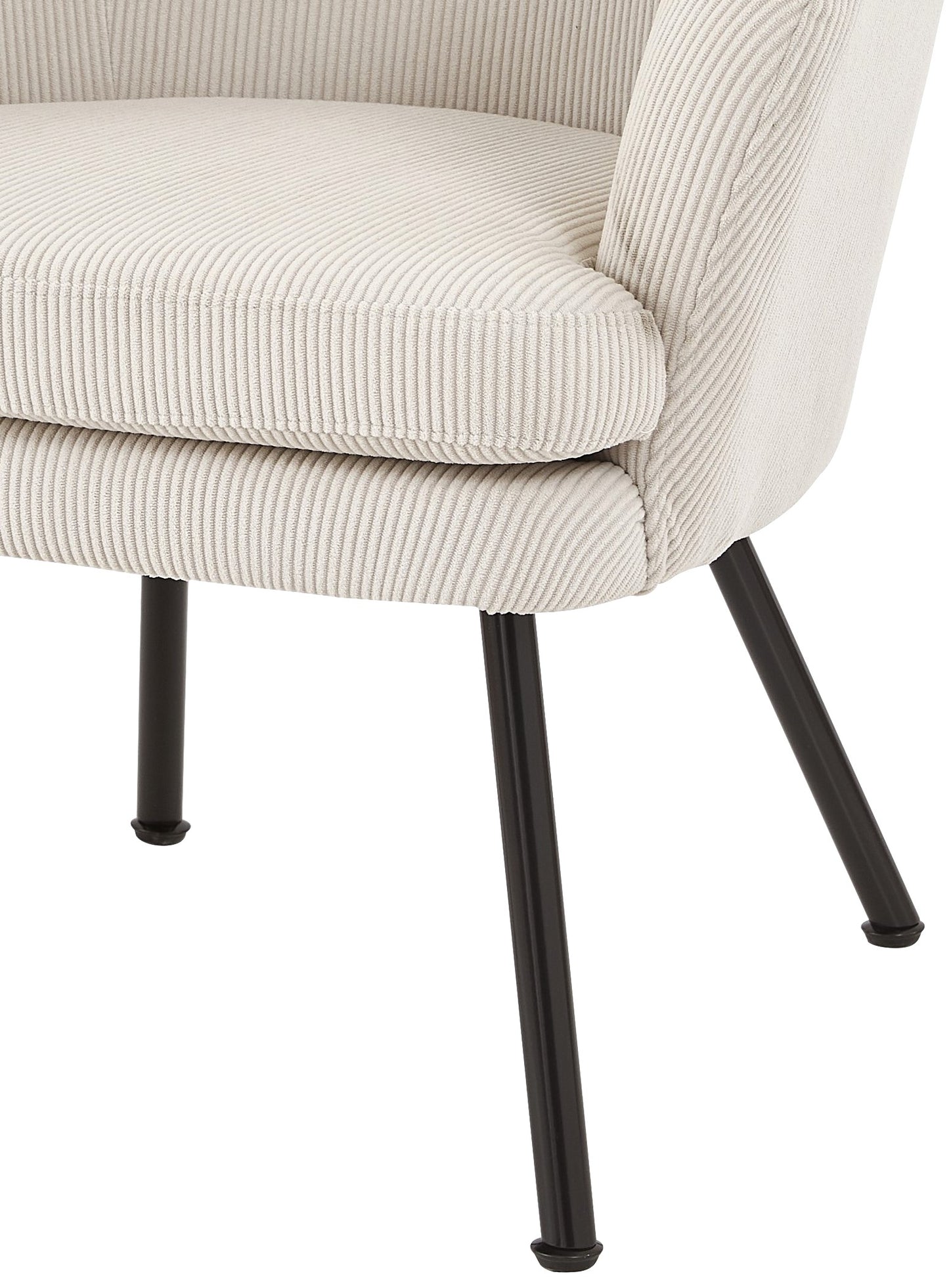 Corduroy Accent Chair With Black Metal Legs, Modern Upholstered