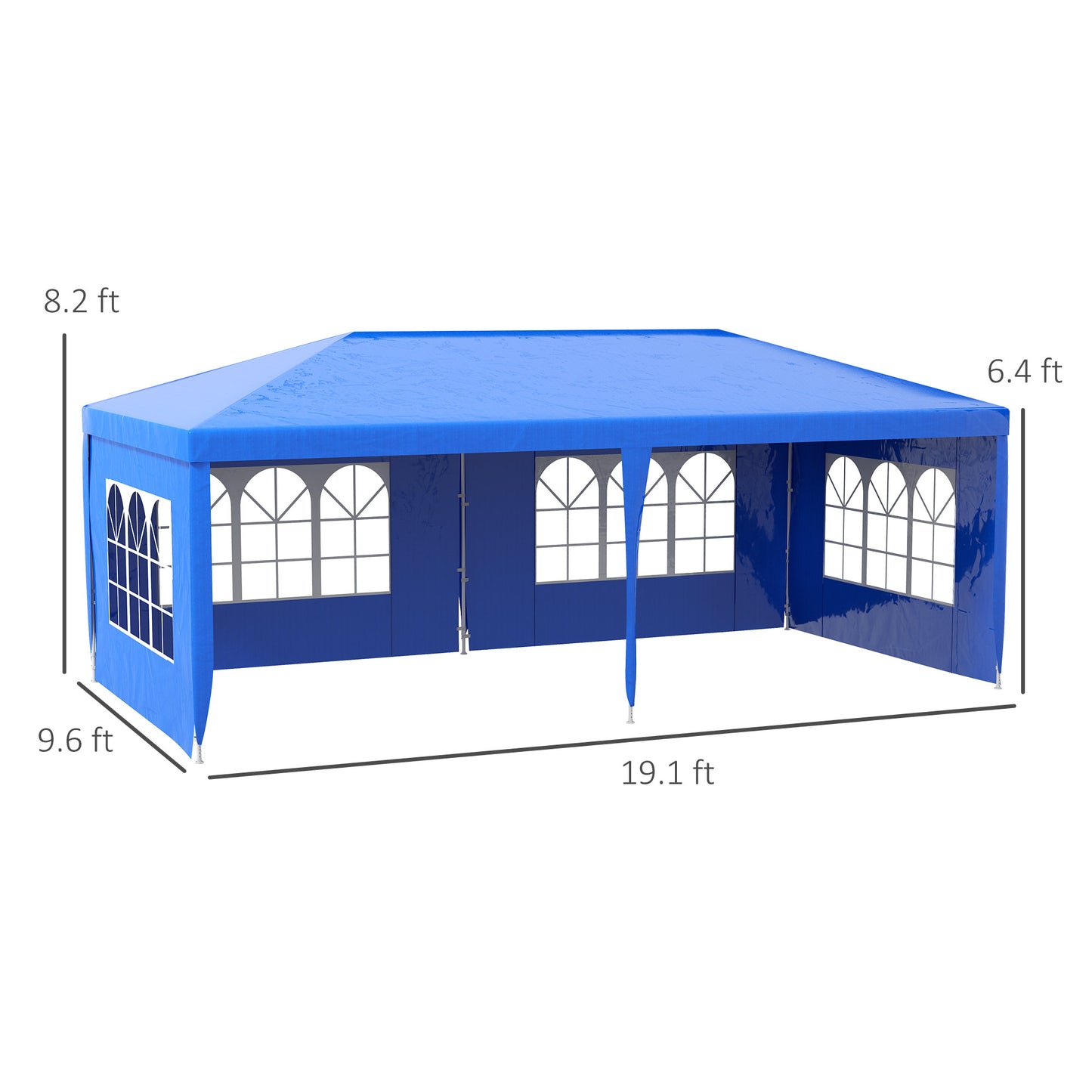 Large Outdoor Party Tent with 4 Removable Sidewalls - Blue
