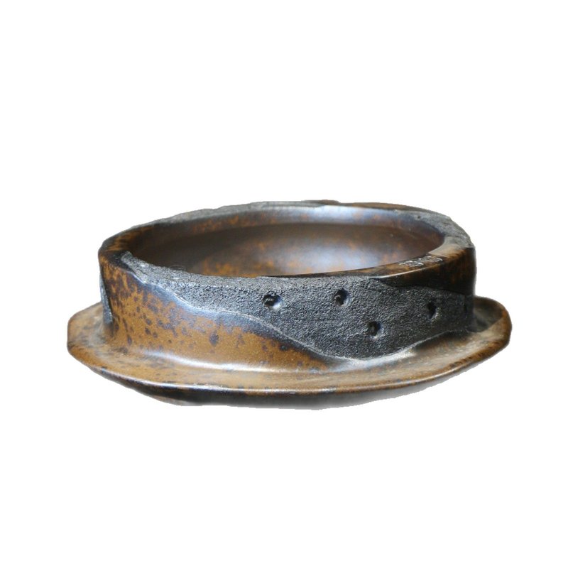 Round Handmade Ceramic Bonsai Flower Pot with Breathable Design - 22.5x7.5cm