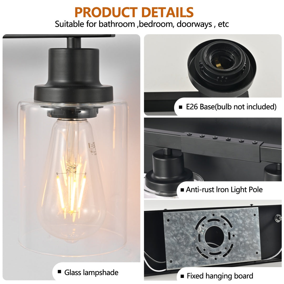 10-Light Matte Black Bathroom Vanity Light Fixture - Modern Wall Mount