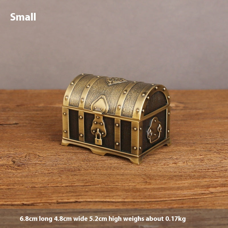Retro Chinese Style Jewelry Box with Lock - Handcrafted Alloy Storage Chest