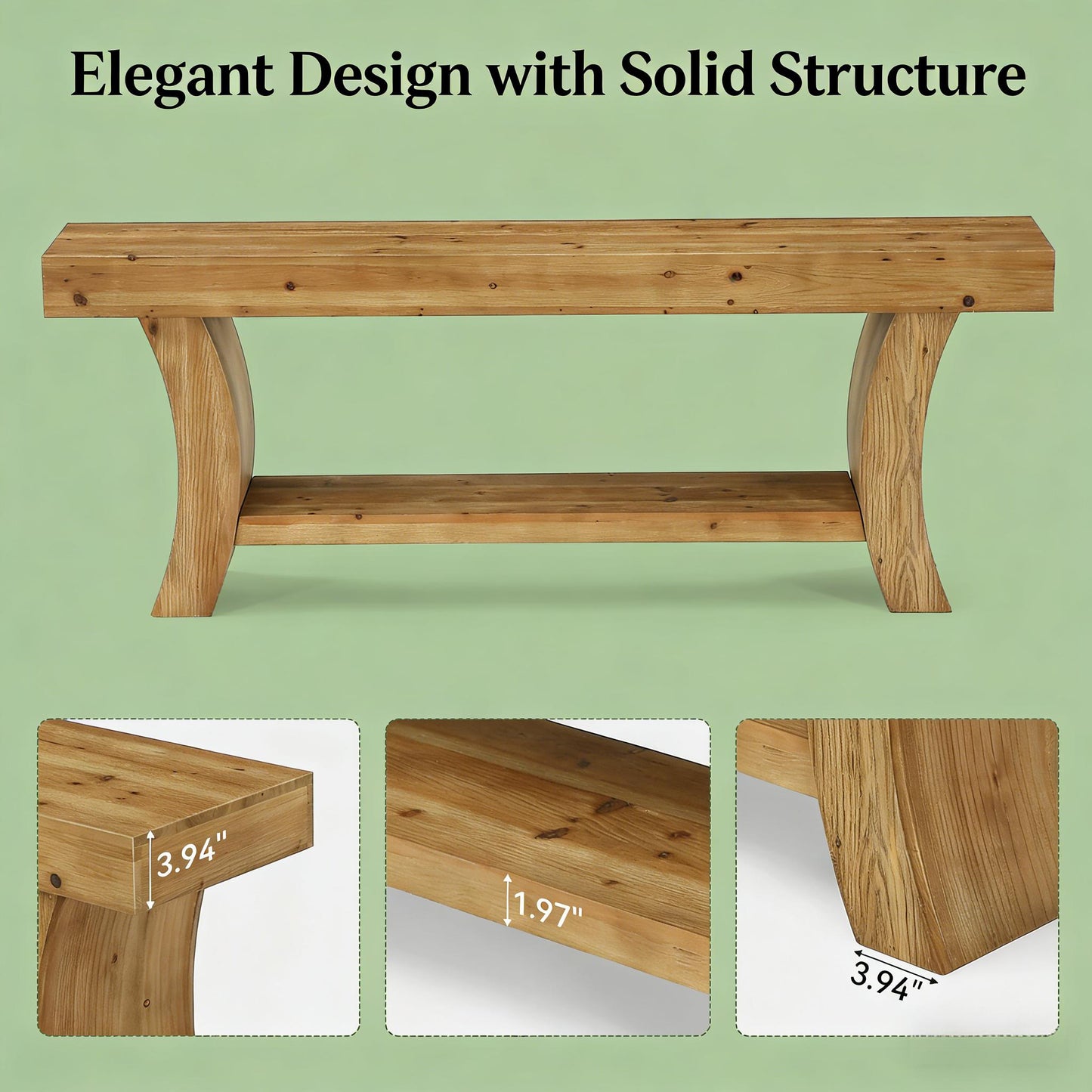 Farmhouse Console Table with Two-Tier Storage - Brown