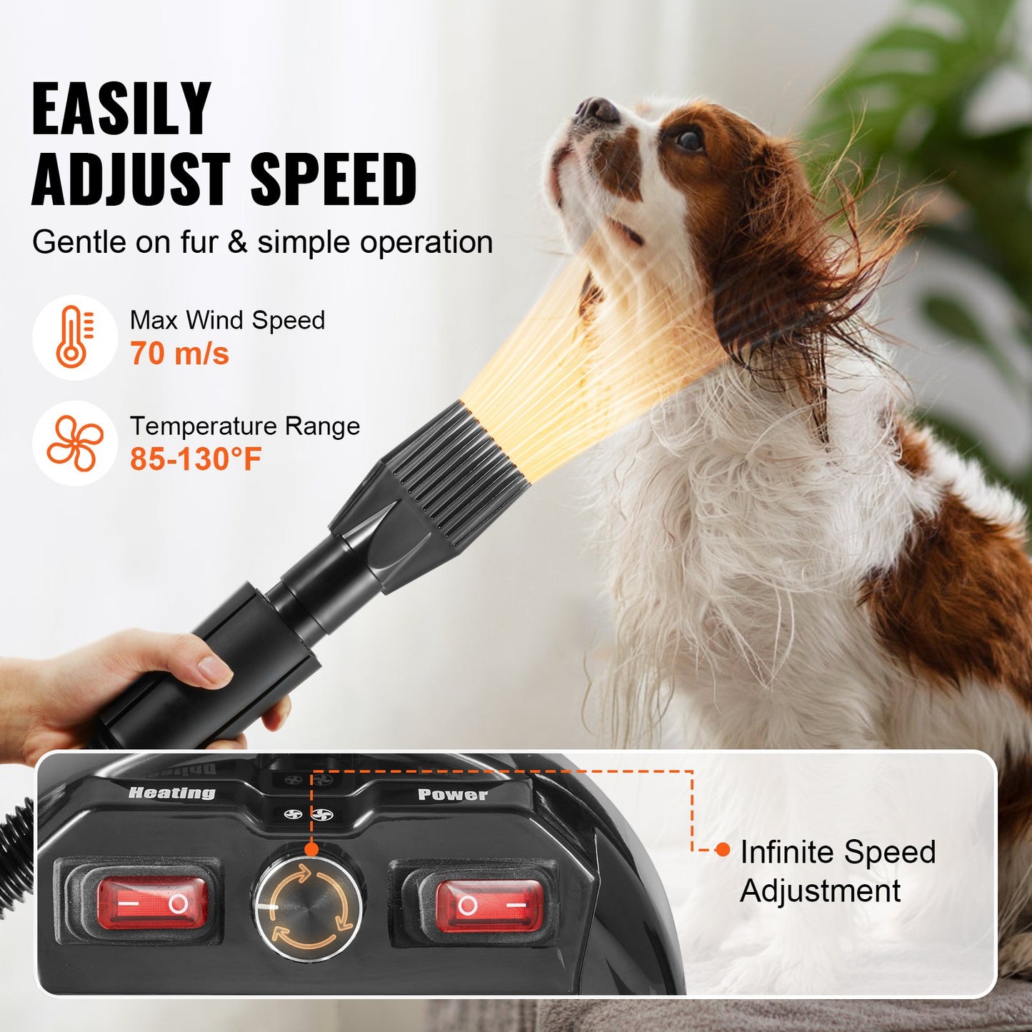 Dog Dryer 2800W Pet Grooming Hair Dryer with Adjustable Speed & Temperature