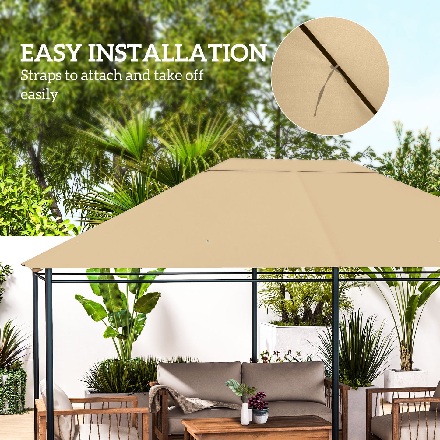 10x13 Gazebo Canopy Replacement Roof for 84C-116 - Khaki