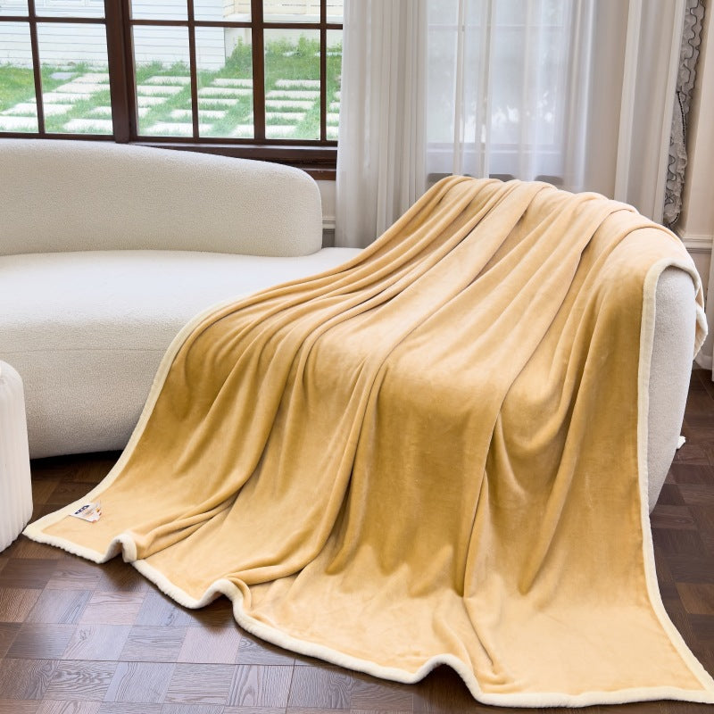 Thickened Coral Fleece Blanket Solid Color Vegan-Friendly Home Bedding