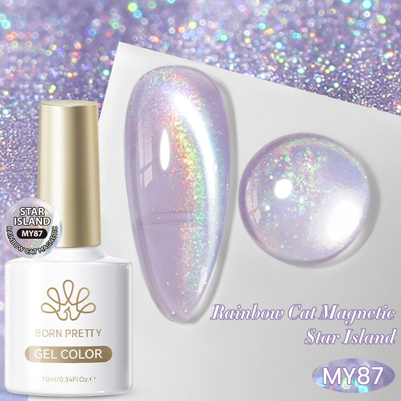 Cat-Eye Gel Polish Set - Rainbow Sparkle Glitter (10G)