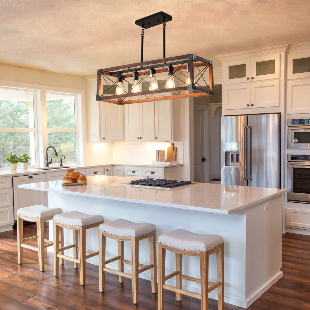 32-inch Redwood Industrial Farmhouse Pendant Light Chandelier