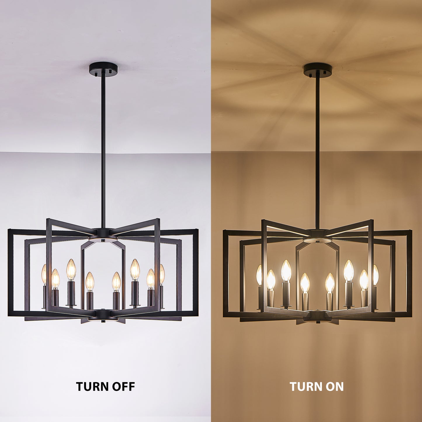27-Inch Modern Black Geometric Pendant Light Fixture for Living Room Kitchen
