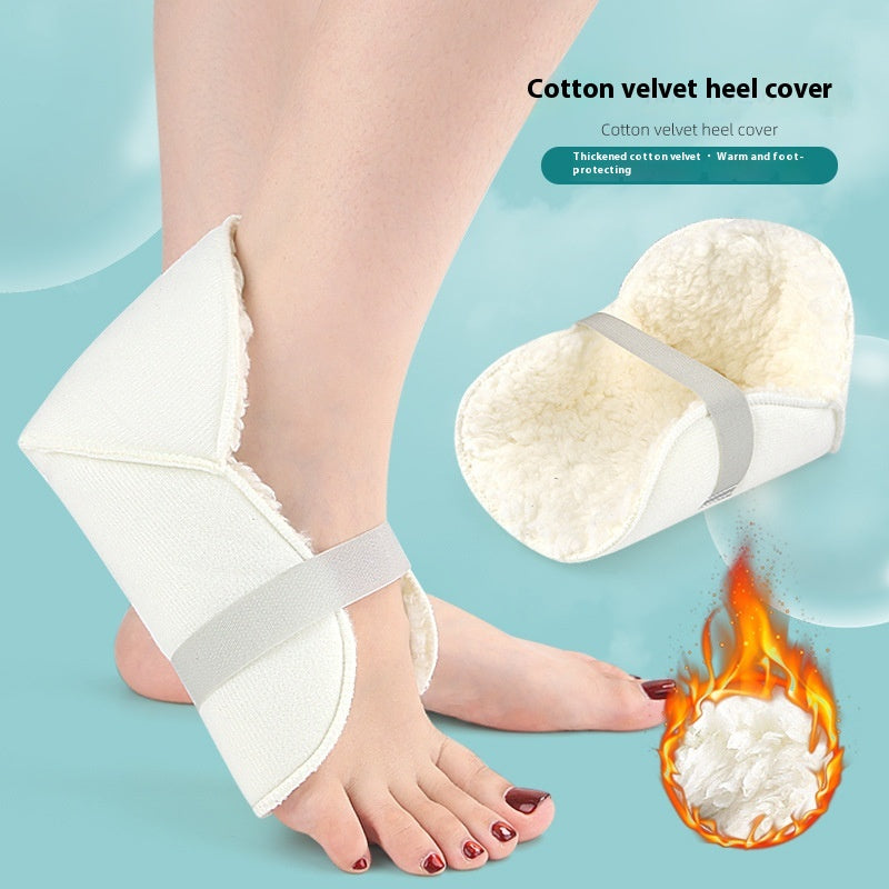 Soft Cotton Velvet Heel Cover Ankle Support - Beige