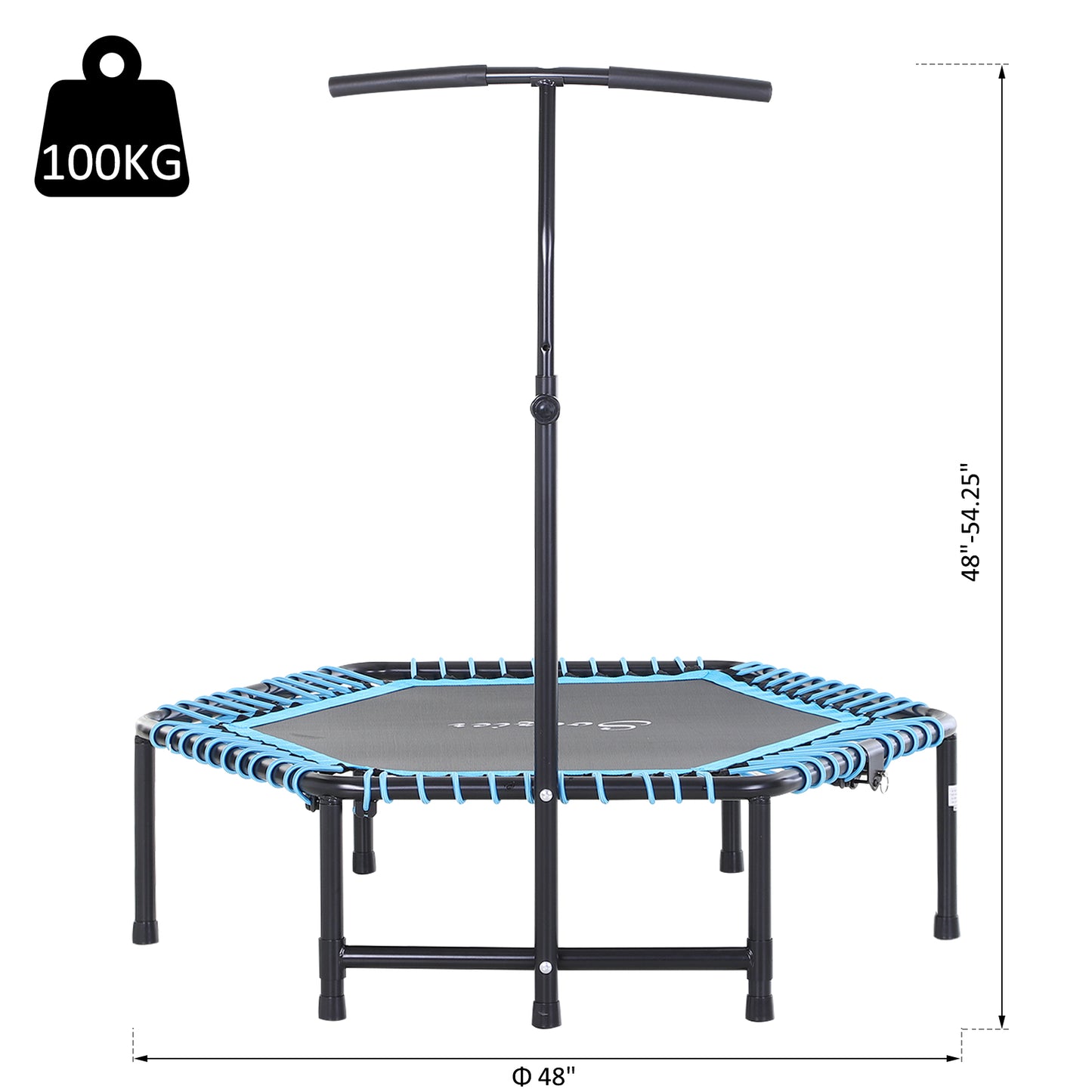 4.5ft Portable Foldable Fitness Trampoline with Adjustable T-Bar - Blue