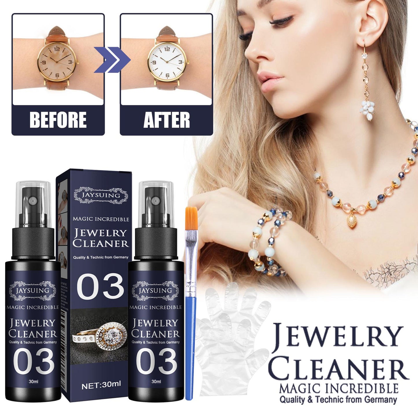Jewelry Cleaner Solution 30ml Set for Jewelry Care and Polishing