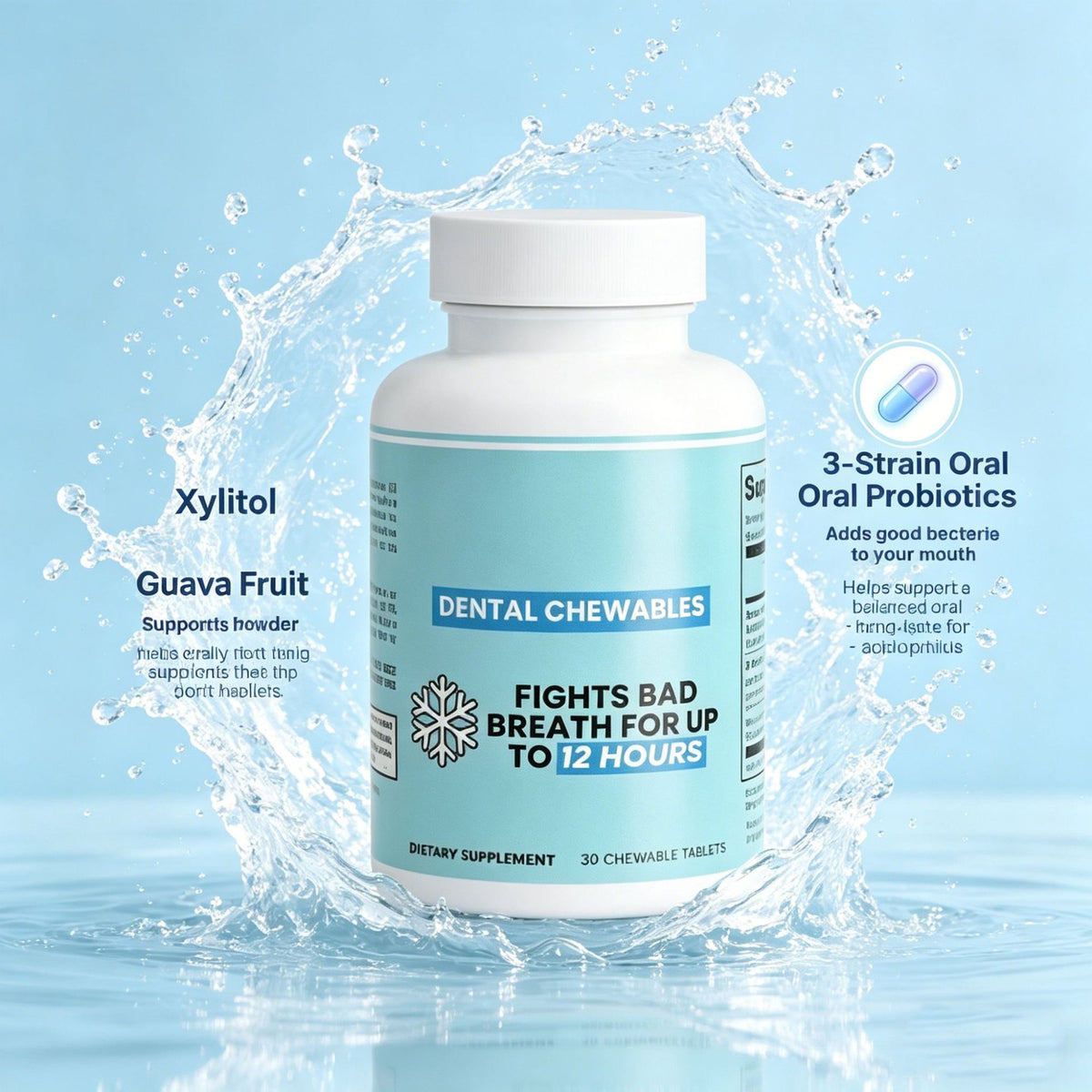 Dental Chewable Tablets for Oral Health - CJ 60/90/120 Count