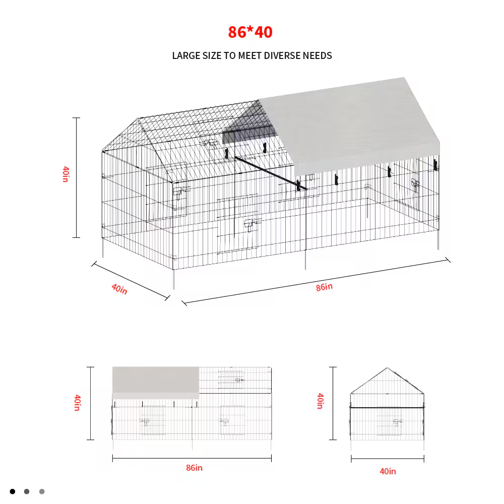 Pointed Wire Chicken Coop for Poultry Breeding - Black & Gray