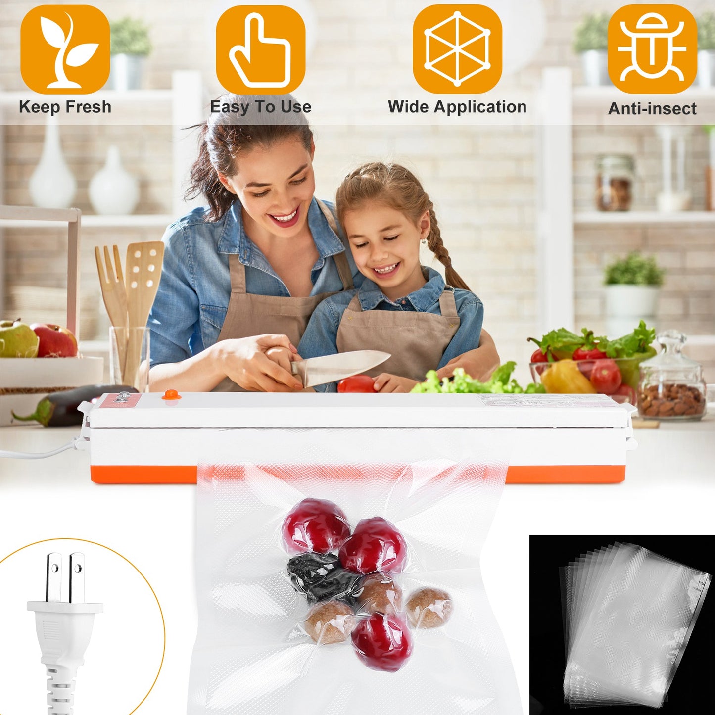 Electric Vacuum Sealer Machine - Compact Food Sealing System