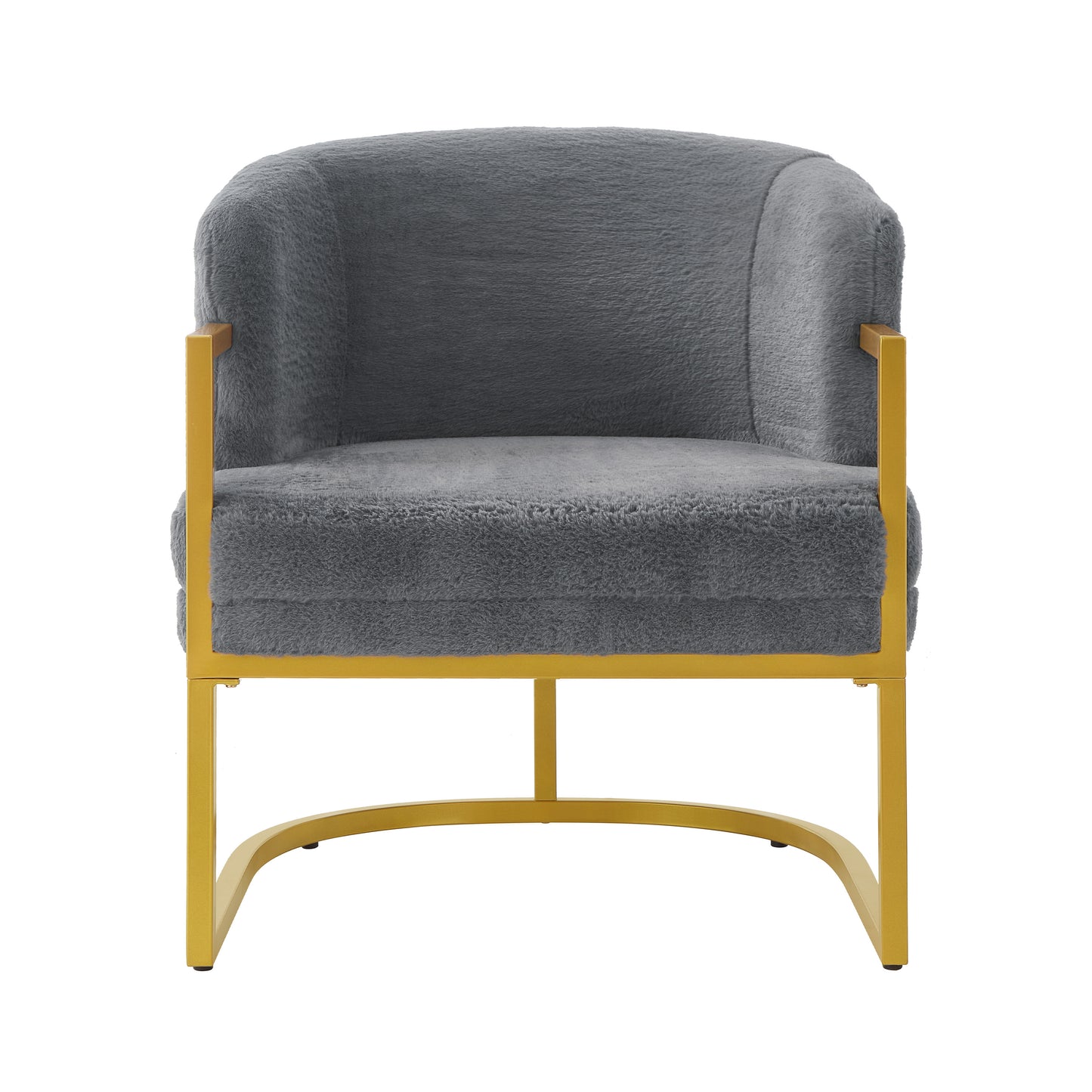 Cozy Grey Accent Chair with Gold Metal Frame - Modern Armchair