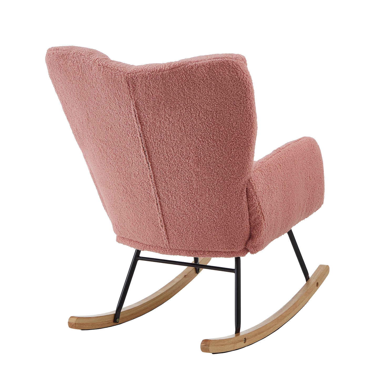 Tufted Upholstered Teddy Fabric Rocking Chair - Pink