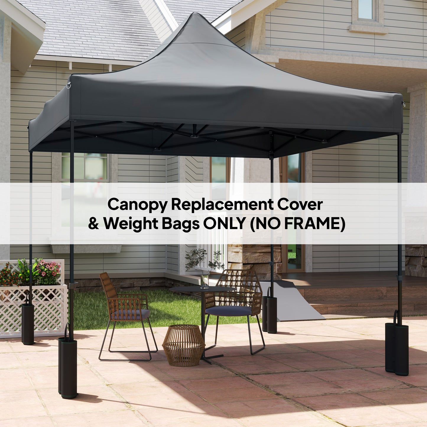 10x10 Canopy Replacement Top with 4 Sand Bags - Dark Gray