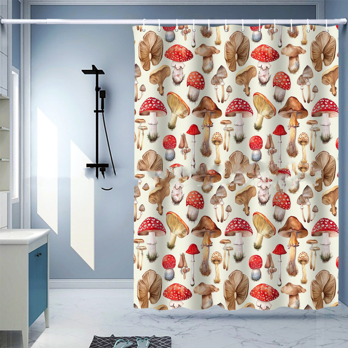 Waterproof Digital Printing Shower Curtain - Punch-Free European Style 183x214cm