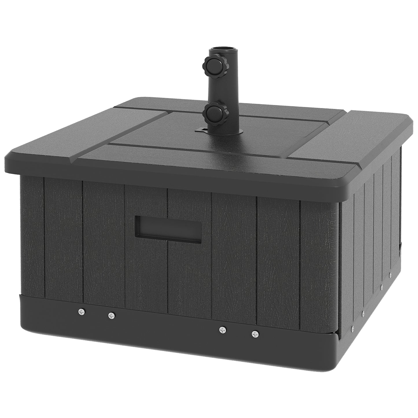 3-in-1 Outdoor Umbrella Base with Wheels, End Table & Planter - Black