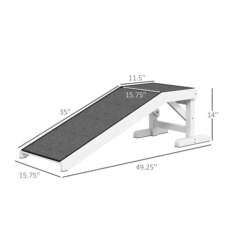 Pet Ramp for Dogs & Cats with Non-Slip Carpet - White, Heavy Duty Wooden Pet Step