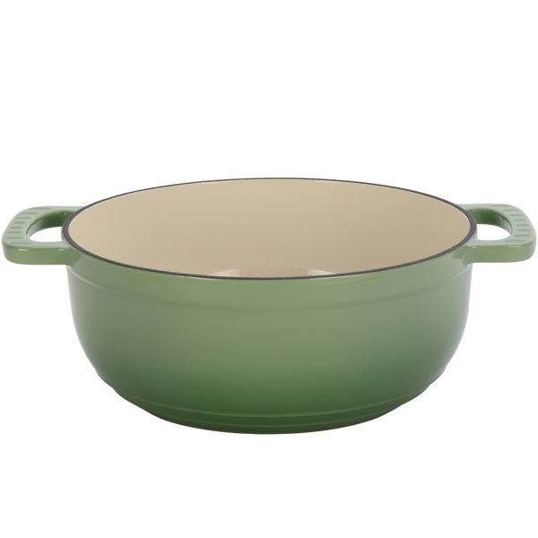 6QT Cast Iron Enameled Pot with Silicone Gloves - Gradient Green