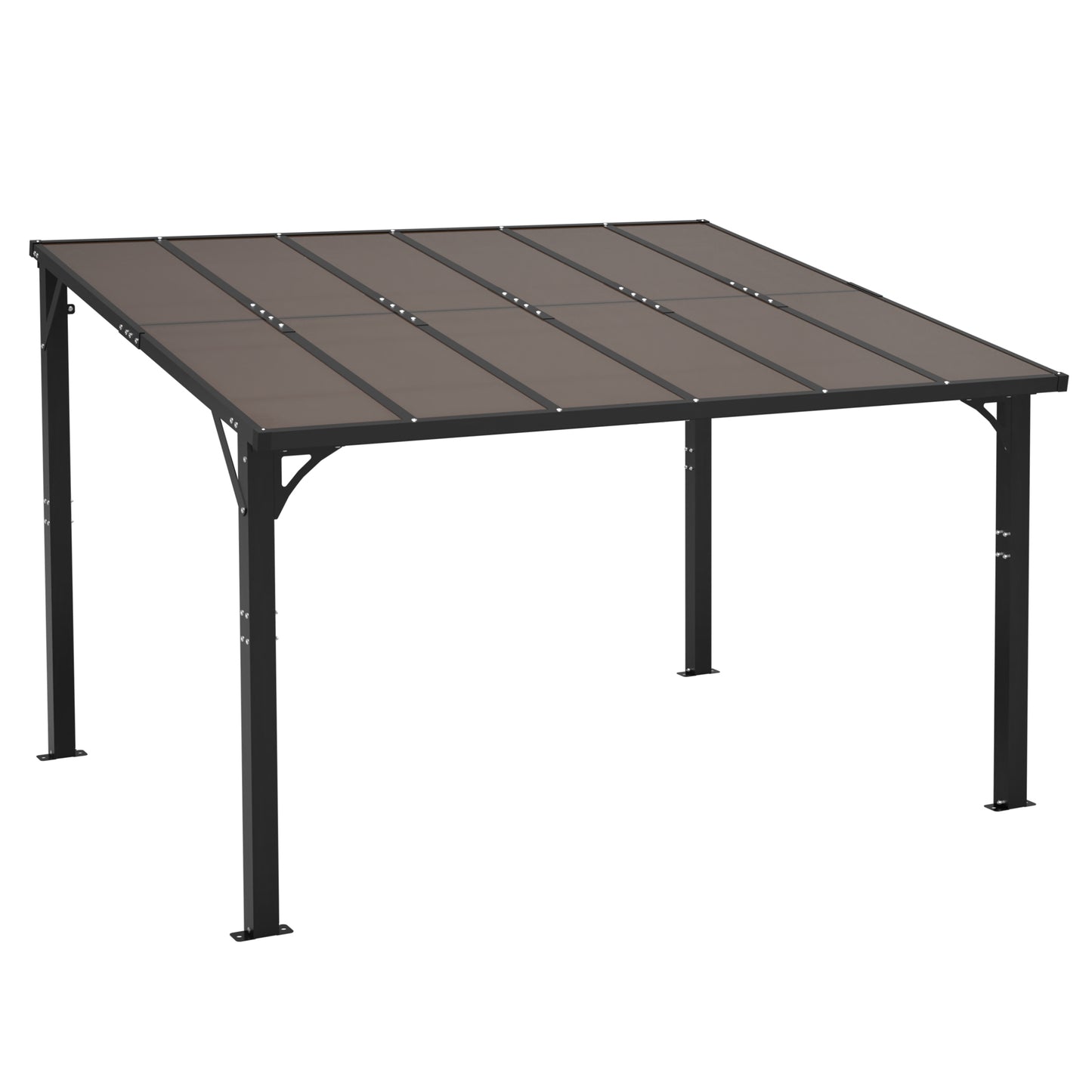 12x10 FT Hardtop Gazebo with Tinted Roof - Brown