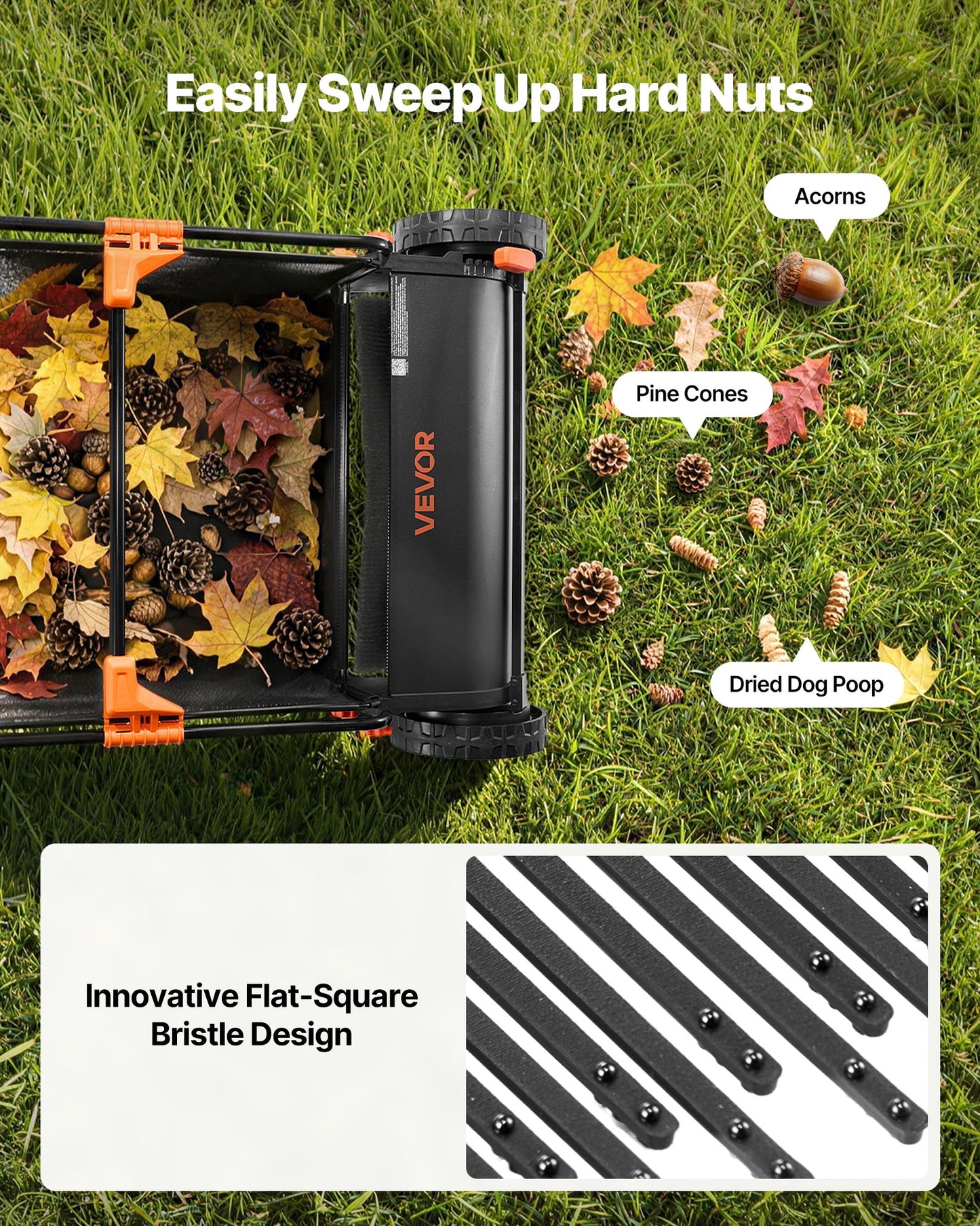 Garden Lawn Sweeper Brush Replacement Pack for 30-Inch Sweepers - Black