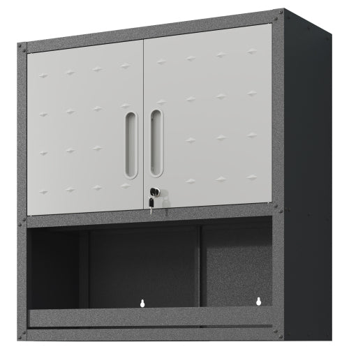 Wall-Mounted Metal Tool Storage Cabinet with Locking Doors and Shelf for Garage and Warehouse