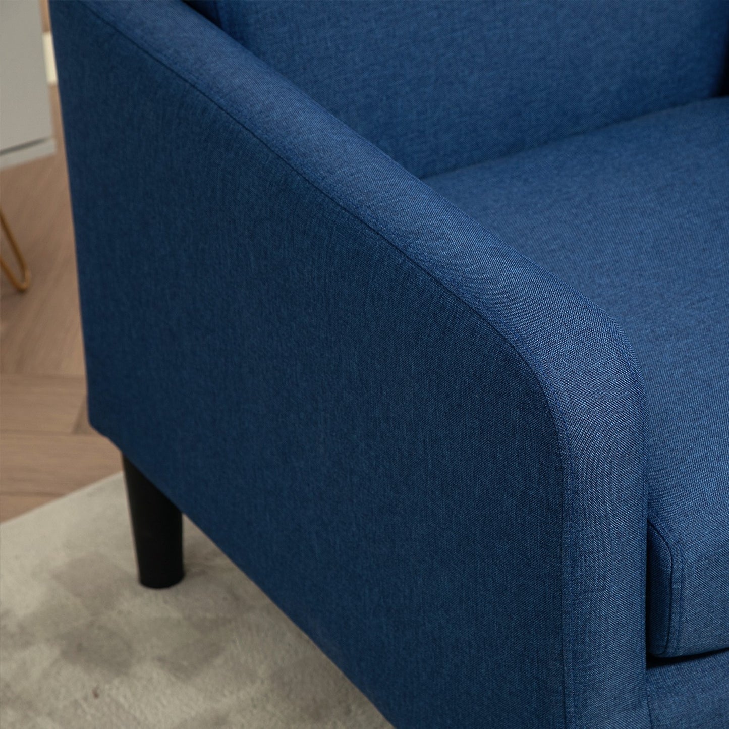 Faux Linen Upholstered Accent Chair, Modern Armchair With Solid Wood