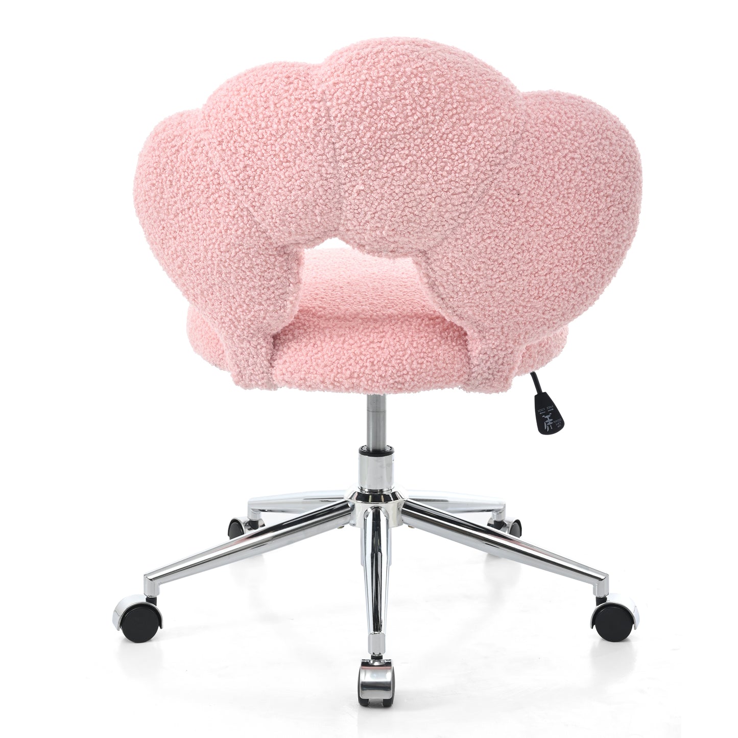 360° Swivel Height Adjustable Pink Teddy Fabric Office Chair