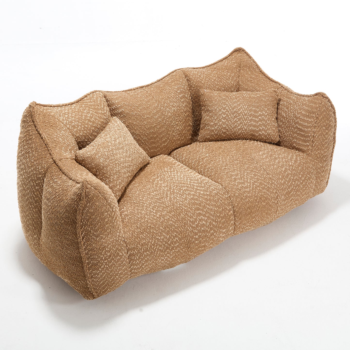 Comfortable Beanbag Chair for Two - Coffee Chenille Sofa