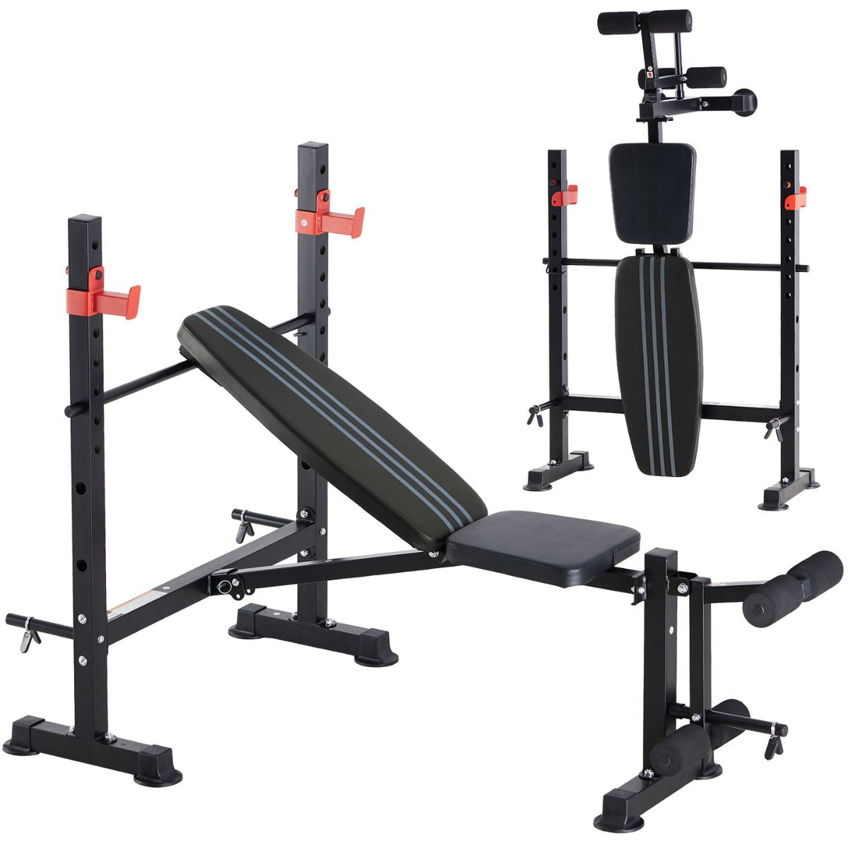 Adjustable Weight Bench with Rack - 650 LBS Capacity, Foldable