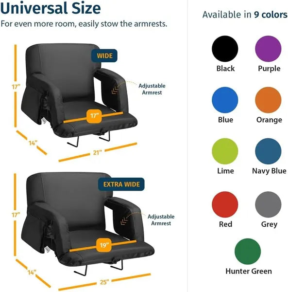 Premium Reclining Stadium Seat with Back Support - Purple