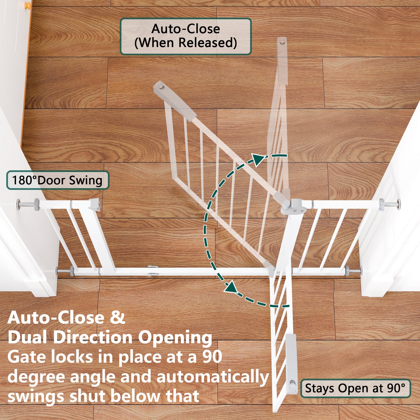 2-Pack Pressure-Mounted Baby Gate for Stairs & Doorways - White