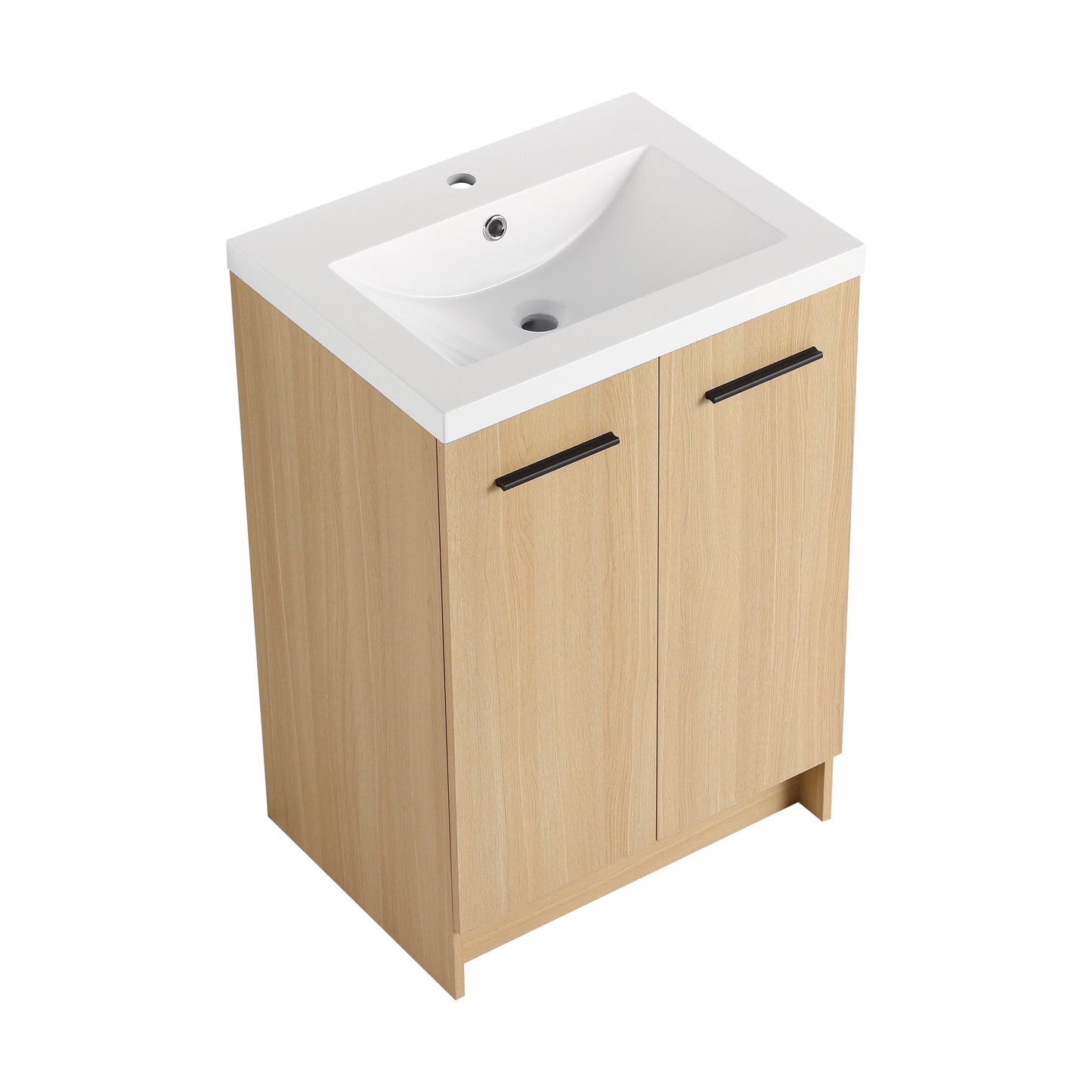 24" Freestanding Bathroom Vanity with Resin Sink - Light Oak