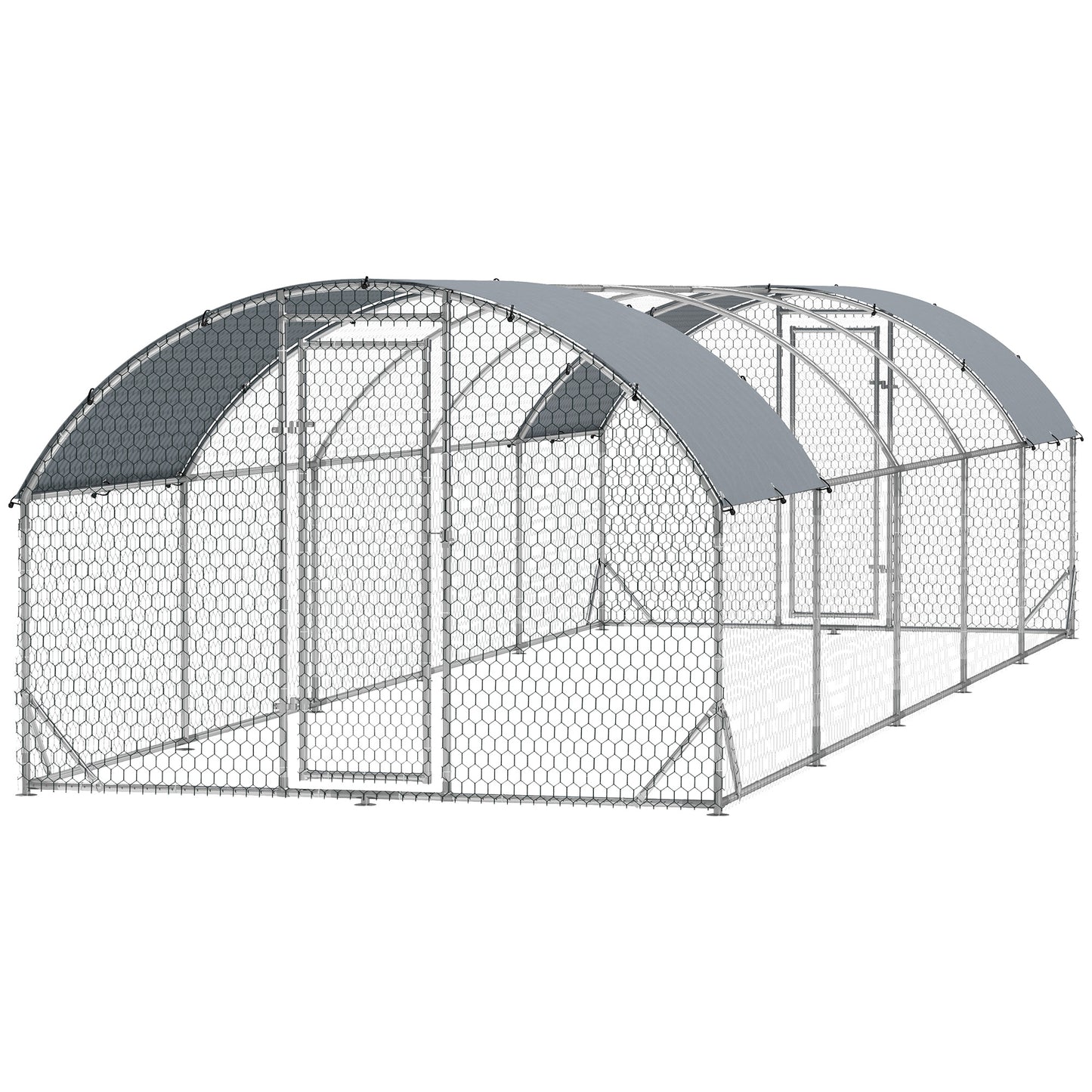 Large Metal Chicken Coop with Waterproof Cover for Outdoor Yard 9.2x31.2x6.5 ft