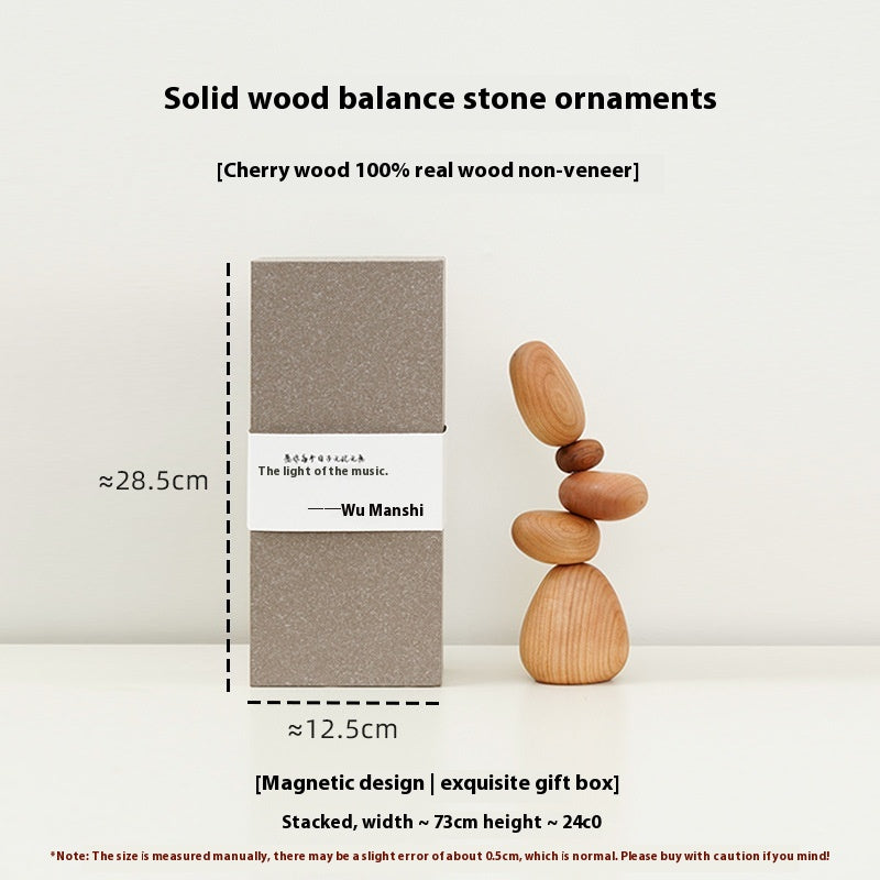 Creative Wooden Balance Rock Decor Set - Housewarming Gift for Home & Garden