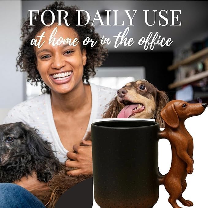 3D Handmade Dachshund Mug - Unique Ceramic Dog Coffee Cup