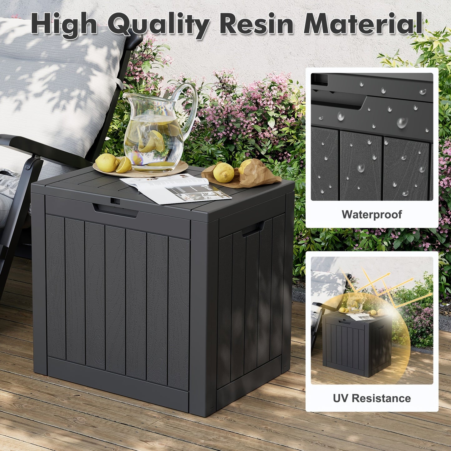 35 Gallon Outdoor Waterproof Storage Box with Lock Hole for Garden & Patio