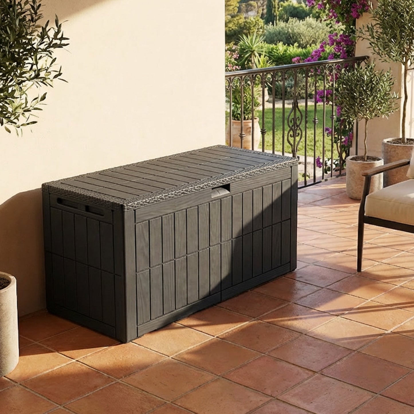 1 0 Gallon Outdoor Storage Box Water Proof Resin Deck Lockable Bin