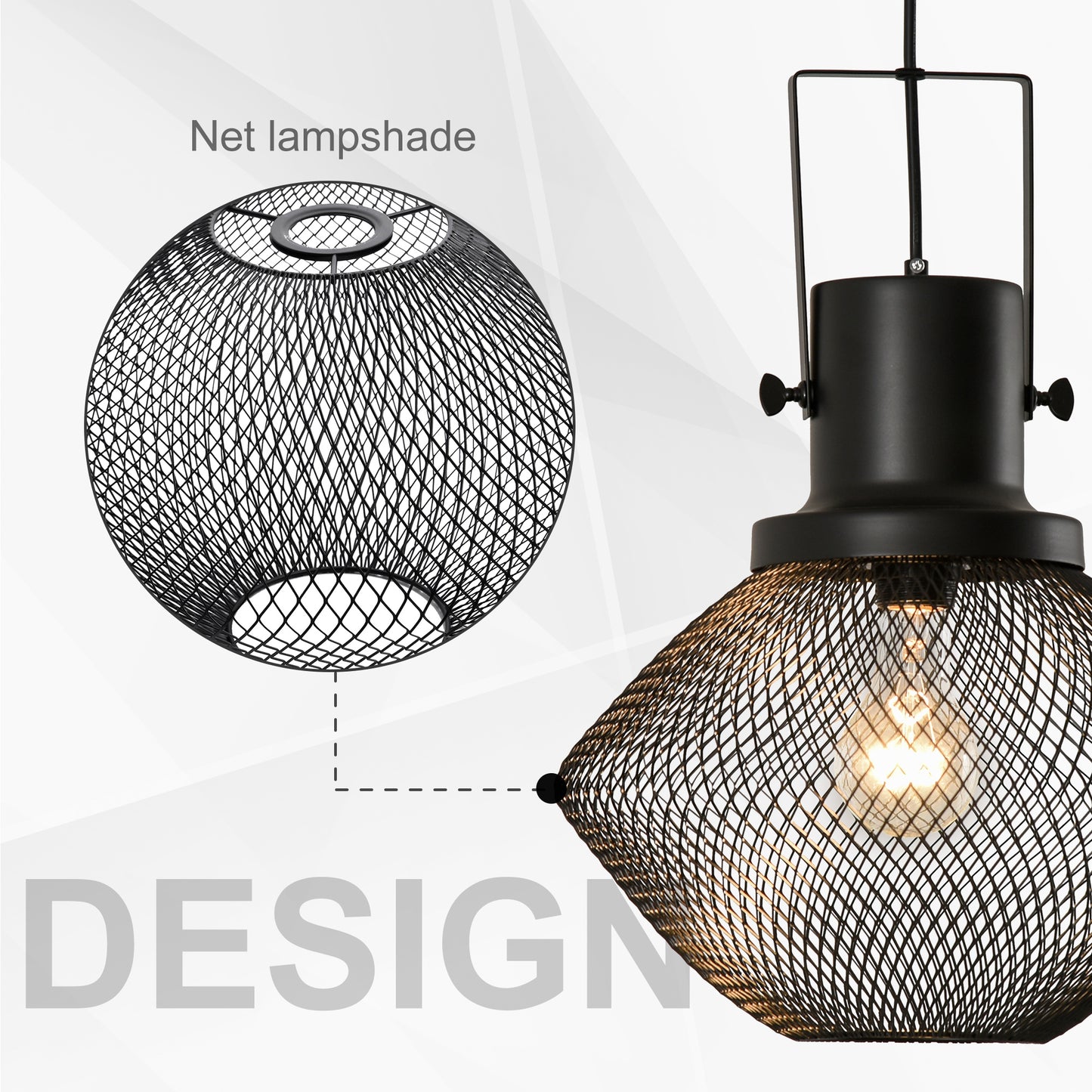 Industrial Pendant Light Fixture with Adjustable Chain - Black Steel