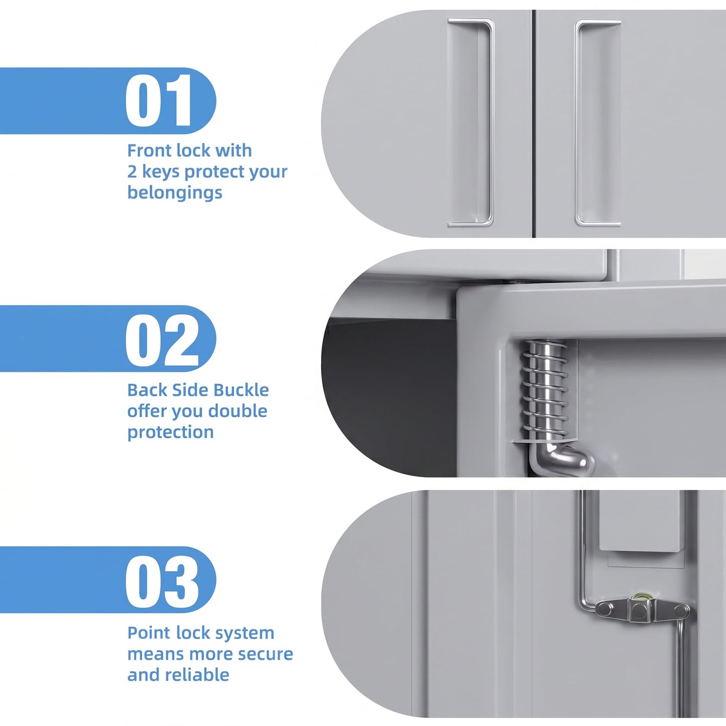 Lockable Metal Garage Storage Cabinet with 4 Adjustable Shelves - Gray