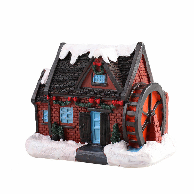 Christmas Small House Micro Landscape Resin Decorations - Festive Holiday Decor