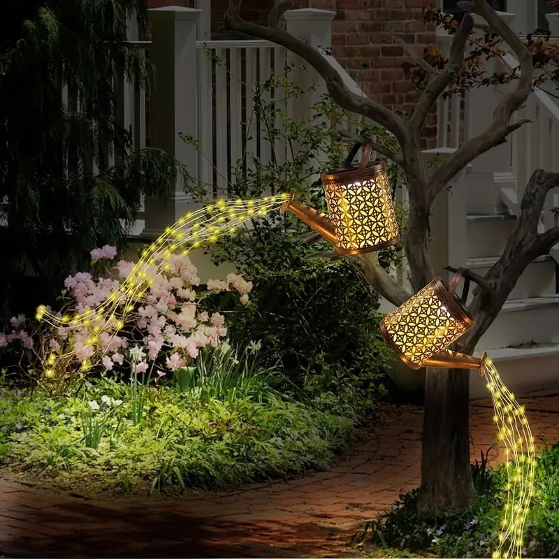 2-Pack Solar Watering Can String Lights - Outdoor Garden Decor